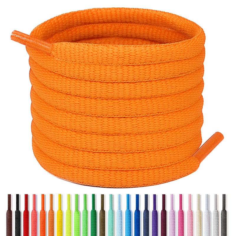Handshop Half Round Shoelaces 1/4" - Oval Shoe Laces Replacements For Sneakers and Athletic Shoes Sports Neon Orange 63 inch (160cm) - Image 1